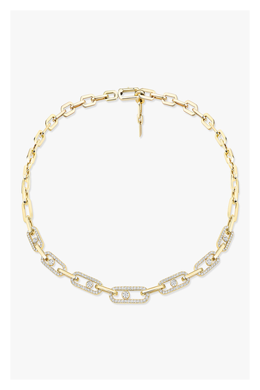 Move Link Pav&eacute; Necklace in Yellow Gold