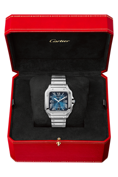 Santos de Cartier Stainless Steel, Large, two interchangeable straps