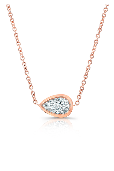 Pear cut Diamond Pendant in Pink Gold