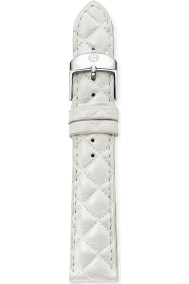 16MM Whisper White Quilted Strap
