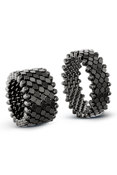 Brevetto 7-row Multi Size Ring in Black Gold