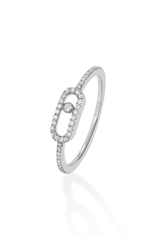 Move Uno Pav&eacute; Ring in White Gold Size 53