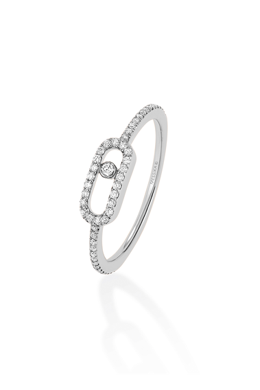 Move Uno Pav&eacute; Ring in White Gold Size 53