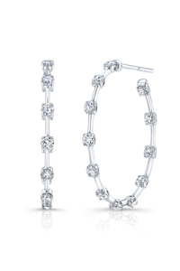 Bar Hoops in White Gold