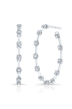 Bar Hoops in White Gold