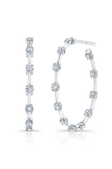 Bar Hoops in White Gold