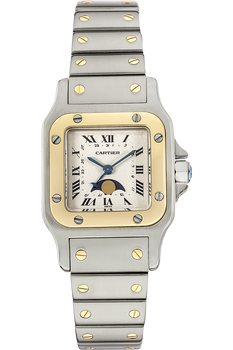 Santos Galbee Moon Phase Yellow Gold and Stainless Steel