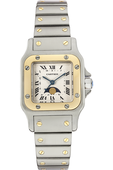 Santos Galbee Moon Phase Yellow Gold and Stainless Steel