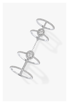 Glam&#39;Azone Double Pav&eacute; Ring in White Gold Size 53