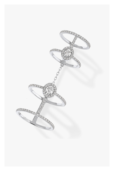Glam&#39;Azone Double Pav&eacute; Ring in White Gold Size 53