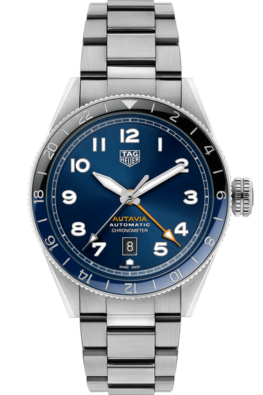 Autavia Calibre 7 Automatic Mens Blue Steel Watch