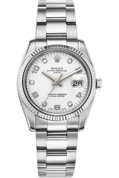 Date White Gold and Stainless Steel Automatic