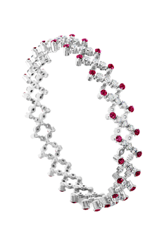 Serafino 5-row Ring Bracelet in White Gold with Rubies