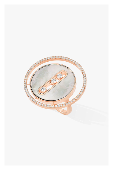 Lucky Move Mother-Of-Pearl LM Ring in Pink Gold Size 53