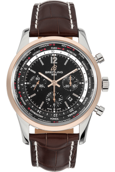 Transocean Unitime Pilot Rose Gold and Stainless Steel Automatic