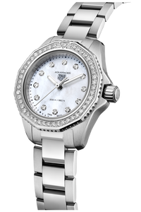 TAG Heuer Aquaracer Quartz Ladies MOP Diamond Dial & Bezel Steel Watch
