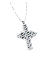 Brevetto 3-row Multi Size Cross Pendant in White Gold