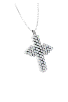 Brevetto 3-row Multi Size Cross Pendant in White Gold