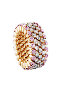 Brevetto 5-row Multi Size Ring in Pink Gold with Pink Sapphires