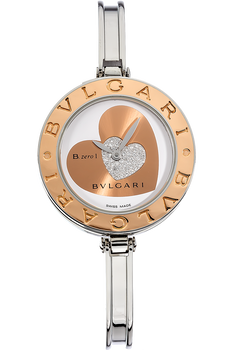 B.Zero1 Double Heart Rose Gold and Stainless Steel Quartz