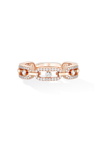 Move Link Multi Pavé Ring in Pink Gold Size 55