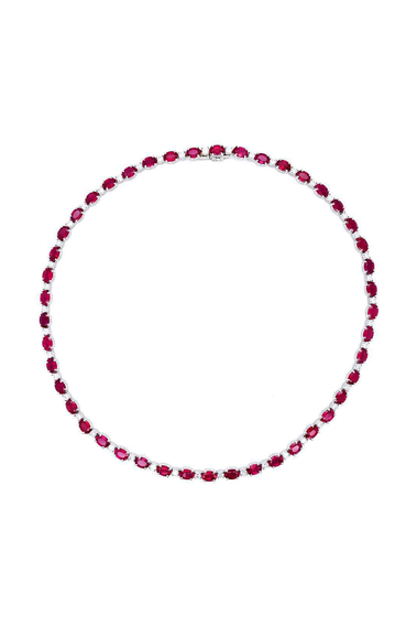 Oval Ruby and Diamond Necklace