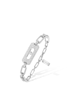 My Move pave curb bracelet in white gold