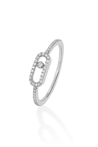 Move Uno Pavé Ring in White Gold Size 55