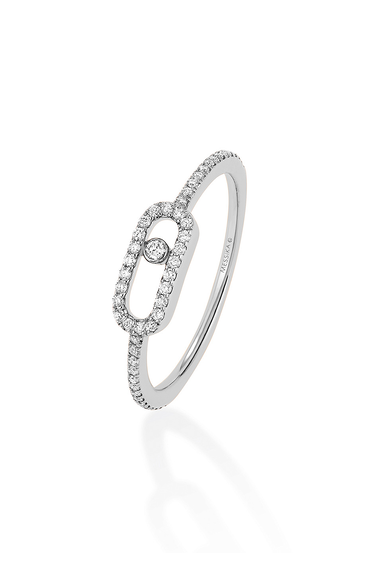 Move Uno Pav&eacute; Ring in White Gold Size 55