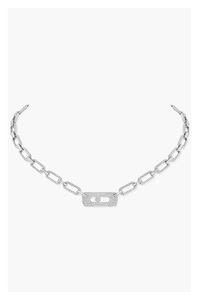 My Move Pavé Chain Necklace in White Gold