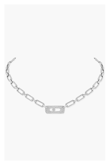 My Move Pav&eacute; Chain Necklace in White Gold