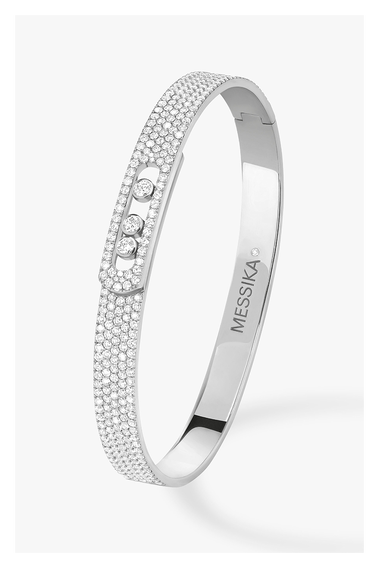 Move Noa Full Pav&eacute; SM Bangle in White Gold Size L
