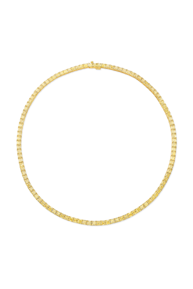 Asscher Cut Yellow Diamond Necklace in Yellow Gold