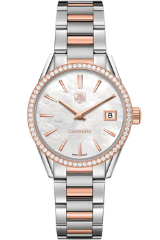 Carrera Quartz Rose Gold Watch Diamond Bezel