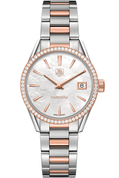 Carrera Quartz Rose Gold Watch Diamond Bezel