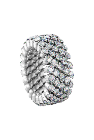 Brevetto 5-row Multi Size Ring in White Gold