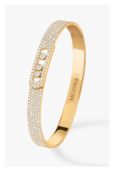 Move Noa Full Pav&eacute; Bangle in Yellow Gold Size M