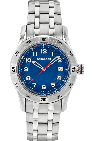 Tourneau Corporate Collection Men s Steel Arabic Blue Dial Bracelet
