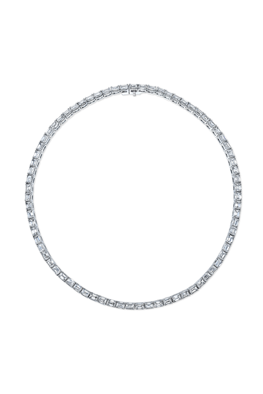 Emerald Cut Diamond Necklace in White Gold