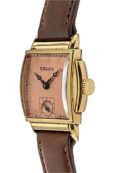 Rectangle Circa 1940s Yellow Gold and Stainless Steel Manual
