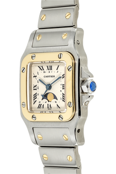 Santos Galbee Moon Phase Yellow Gold and Stainless Steel