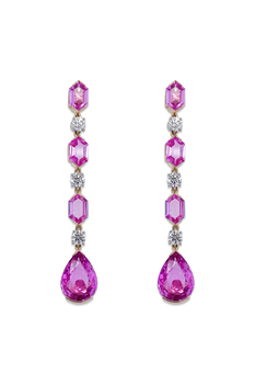 Pink Sapphire and Diamond Pendant Earrings