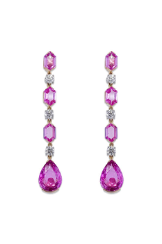 Pink Sapphire and Diamond Pendant Earrings