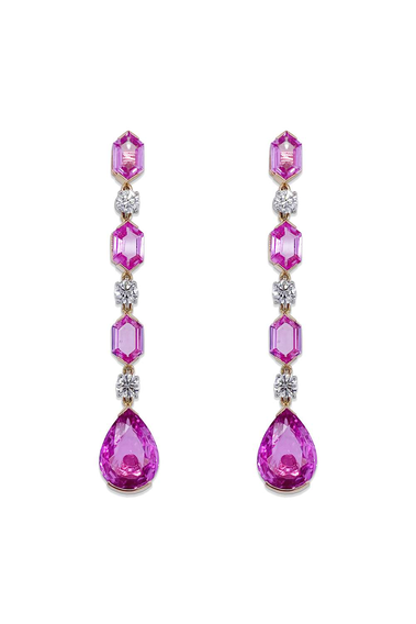 Pink Sapphire and Diamond Pendant Earrings