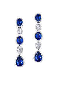 Oval Blue Sapphire and Diamond Pendant Earrings