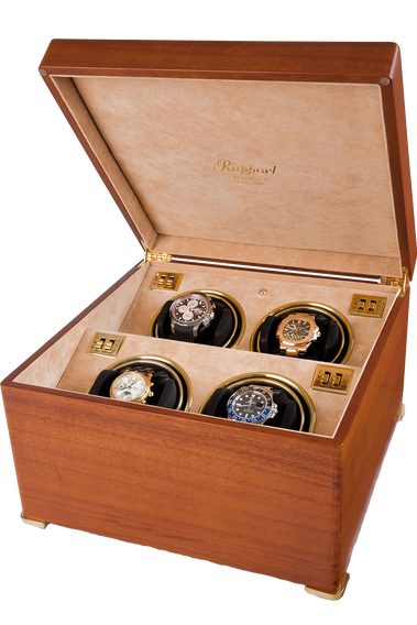 Perpetua II Satin Walnut Quad Watch Winder