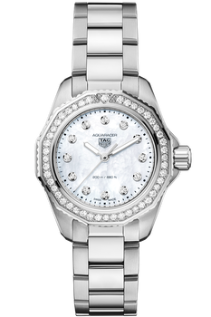 TAG Heuer Aquaracer Quartz Ladies MOP Diamond Dial &amp; Bezel Steel Watch