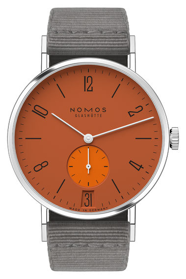 NOMOS Glashutte Tangente 38 Date Poporange 179.S13