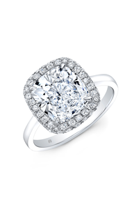 Cushion cut Diamond Halo Solitaire in Platinum