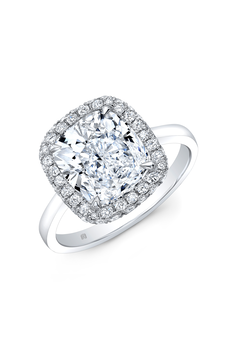 Cushion cut Diamond Halo Solitaire in Platinum